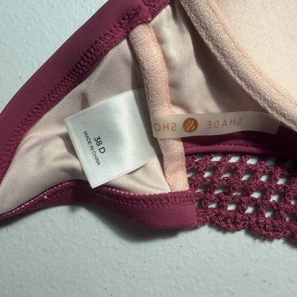 Shade & Shore Crochet Push-Up Bra 38D – Raspberry Textured Knit Bralette Style - Picture 4 of 5